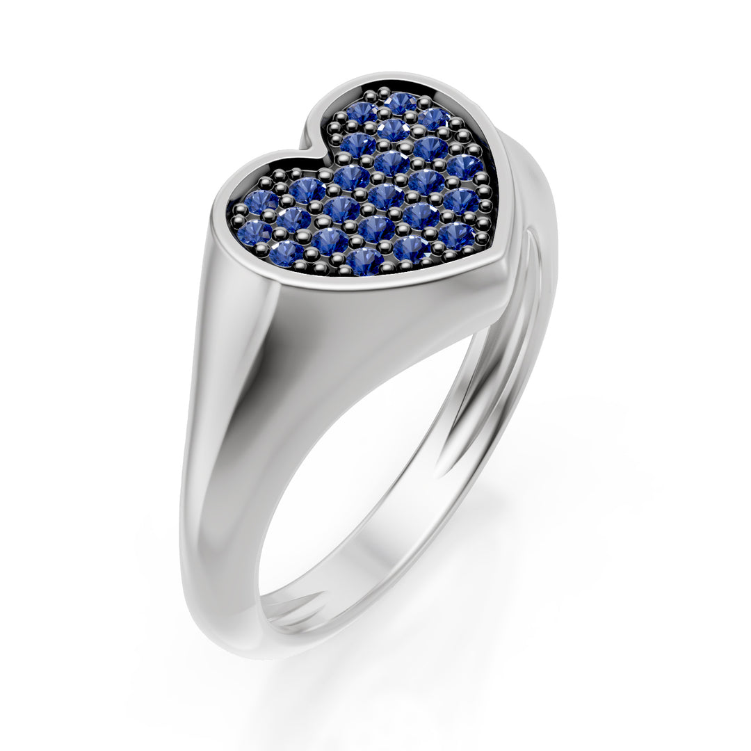 World Diamond Group pinky heart ring storlek 10 med vitguld safirer ACH004ZBB