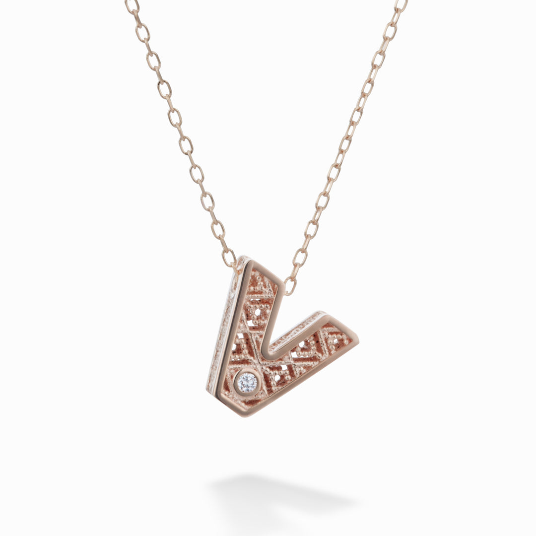 Nihama cl 18k Buchstabe V Roségold Durchm. ct.0,01 NDLETVO3