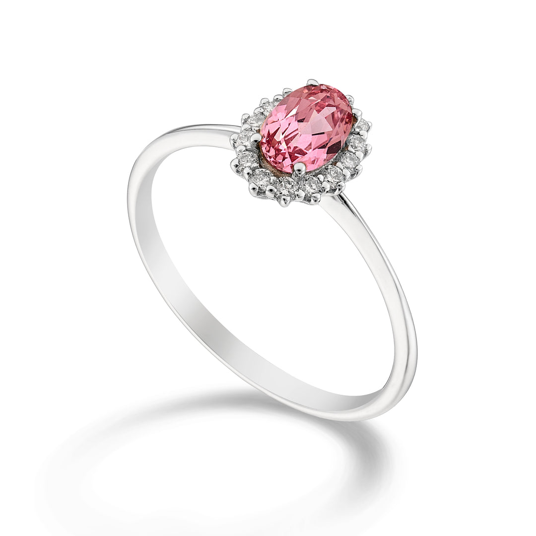 Mikiko an 18k oval pink sapphire 6x4 ct.0.60 diam. ct.0.13 MA5141O4ZFRP