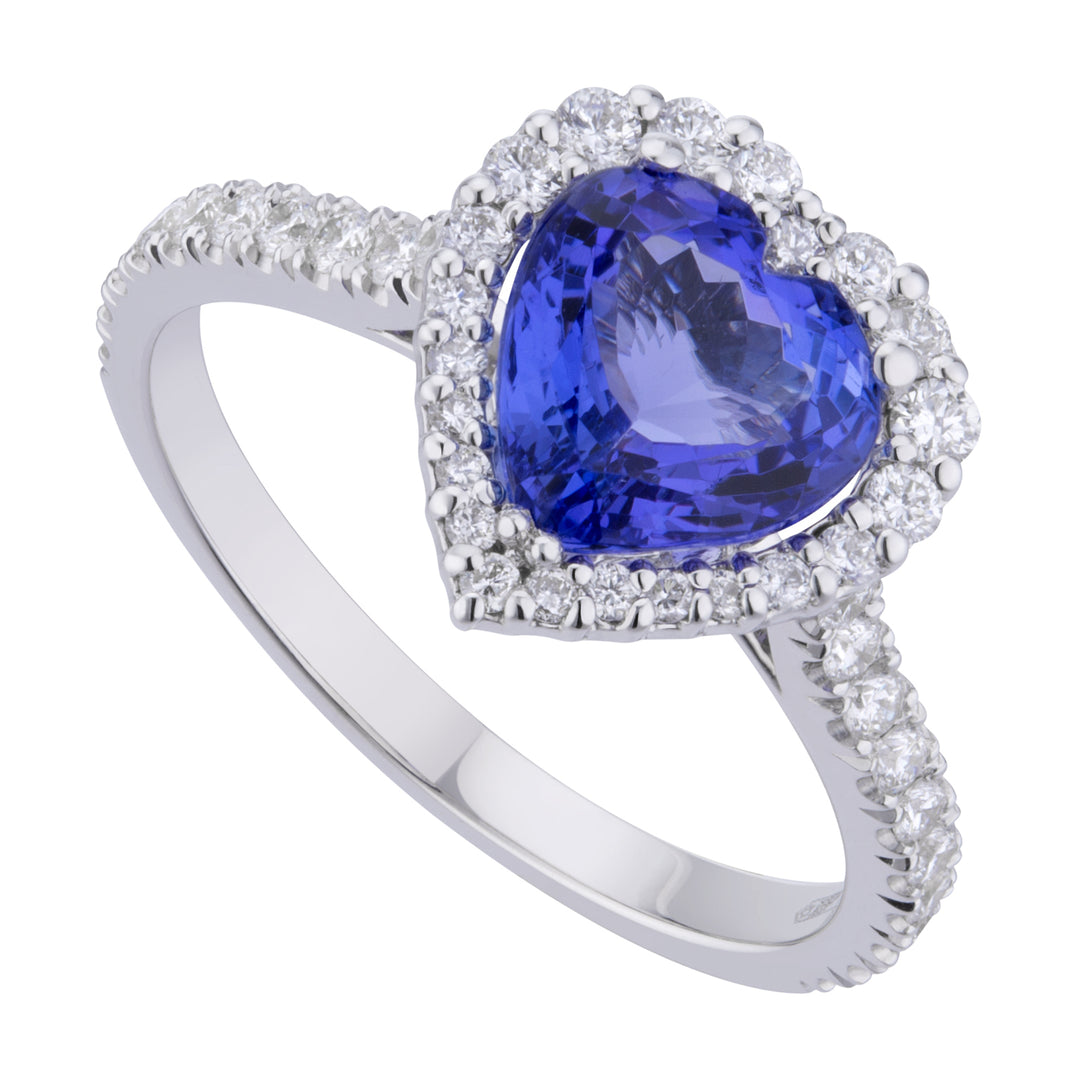 Golay hjerte tanzanite ring størrelse. 8x8 og diamanter ACLC060DITZ2-25071110075