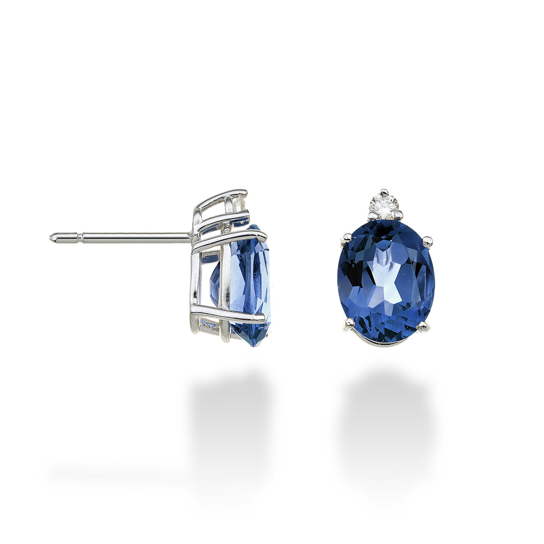 Mikiko oder 18 Karat ovaler Londoner Blautopas 7x9 ct.4,00 Durchm. 0,08 ct MO5080O4TPBL