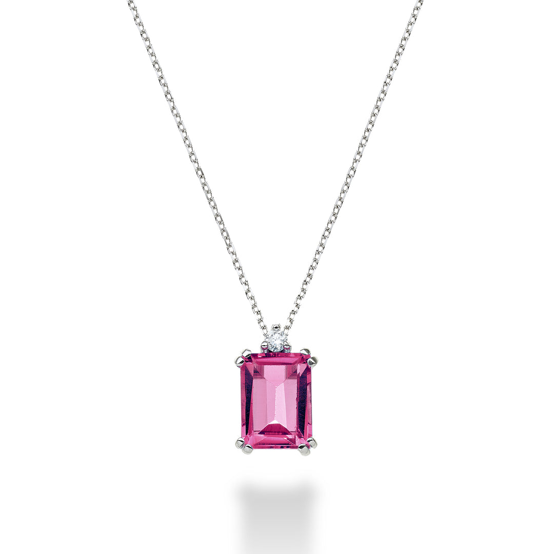 Nihama cl 18k ottekantet pink topas 8x6 ct.1,90 diam. ct.0,03 NPCL090DITPPK3O4
