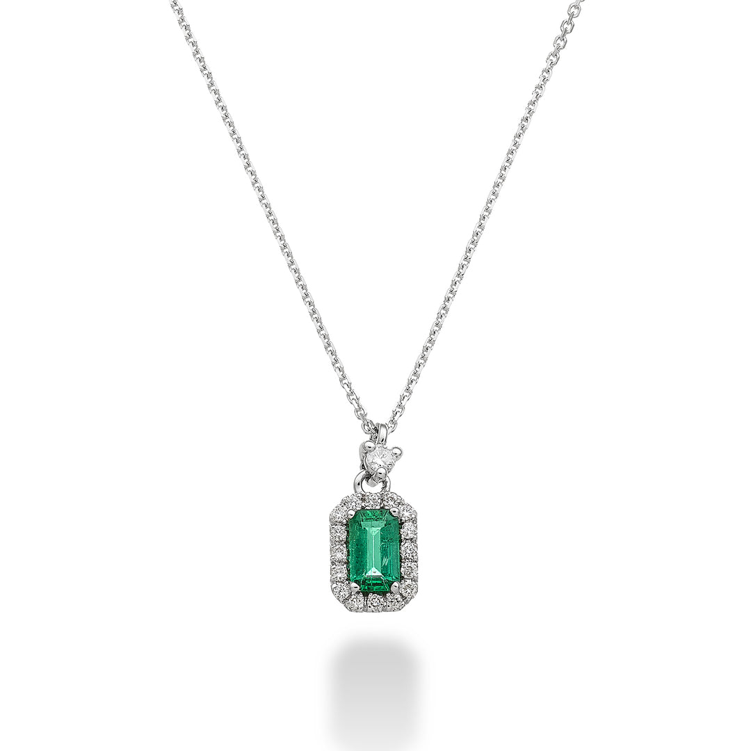 Golay-Halskette mit achteckigem Smaragd 5x3 und Diamanten PCL072DISM1-23193110150