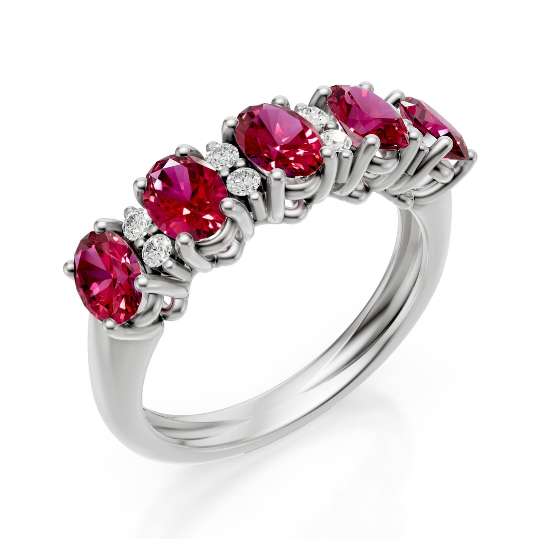 Golay half round ring with 5x3 oval rubies and diamonds AFMG733DIRU53B-25197110127