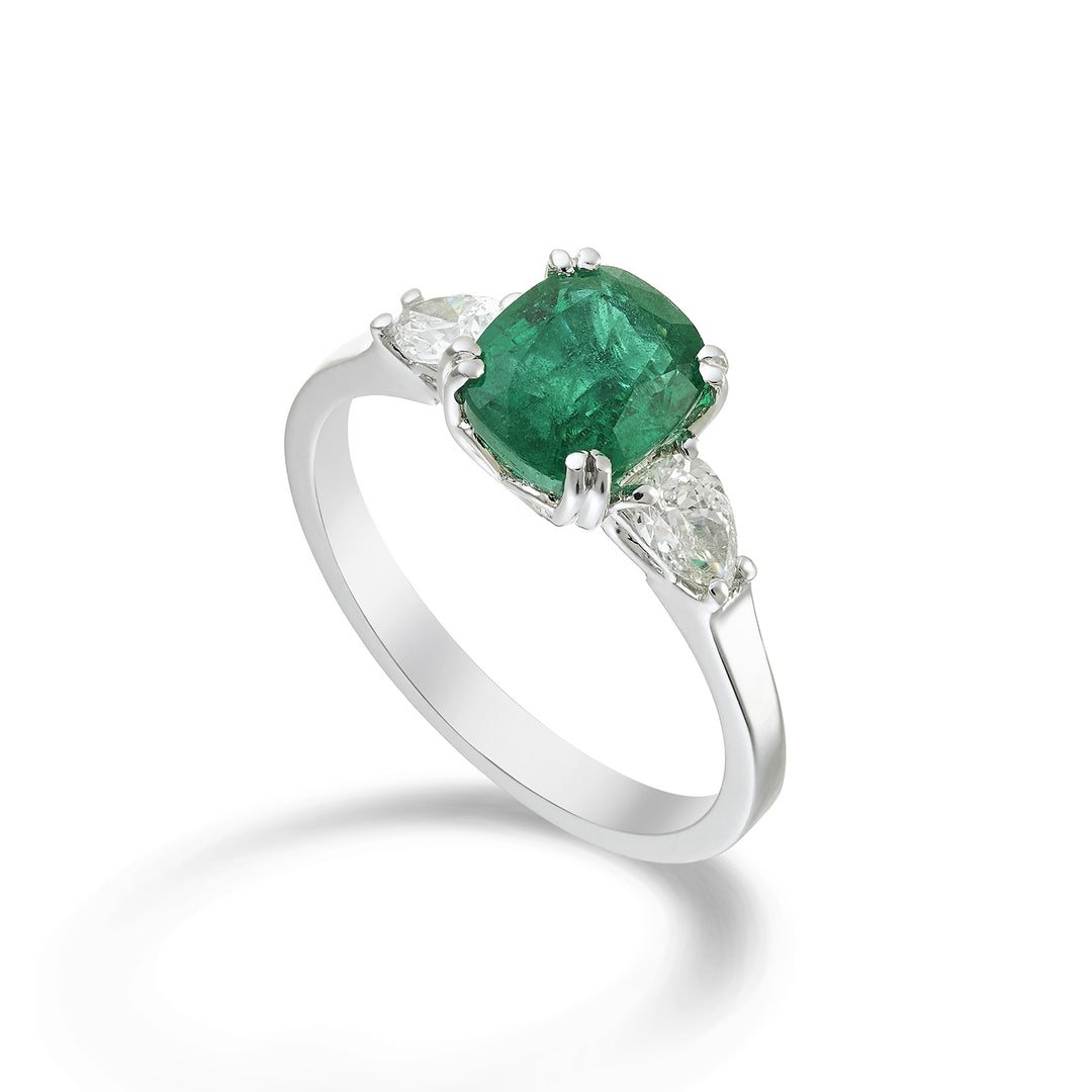 Golay-Kissen-Smaragdring 7x6 + Lat-Diamanten-Tropfen ACLCS003DISM76-23087110030