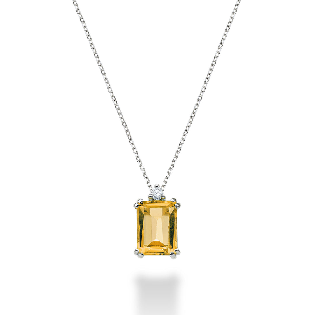 Mikiko cl 18k ottekantet citrin 8x6 ct.1,30 diam. ct.0,03 MPCL090DICITR3O4