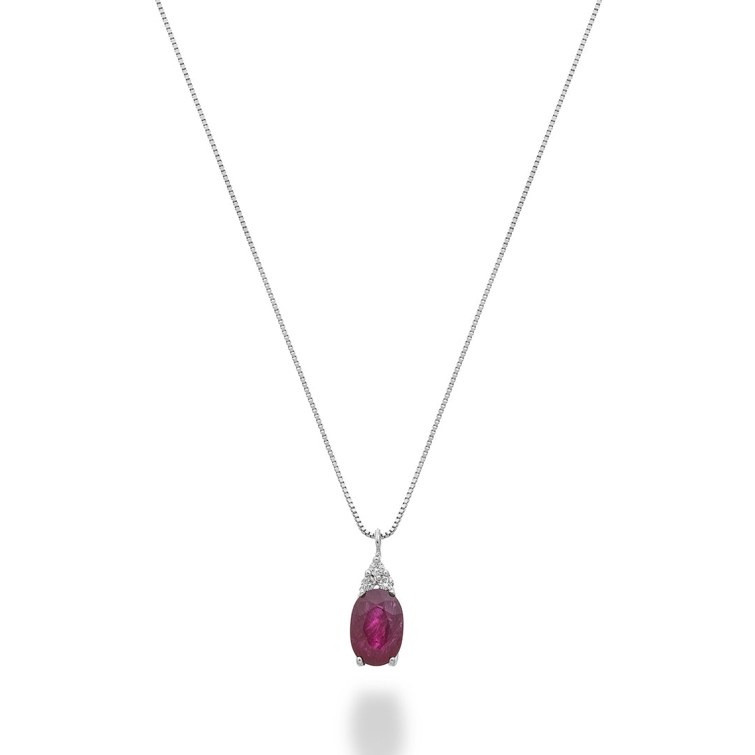 Nihama cl 9k ruby ​​n. 6x4 oval med tre diamanter ND5188R4RBN070