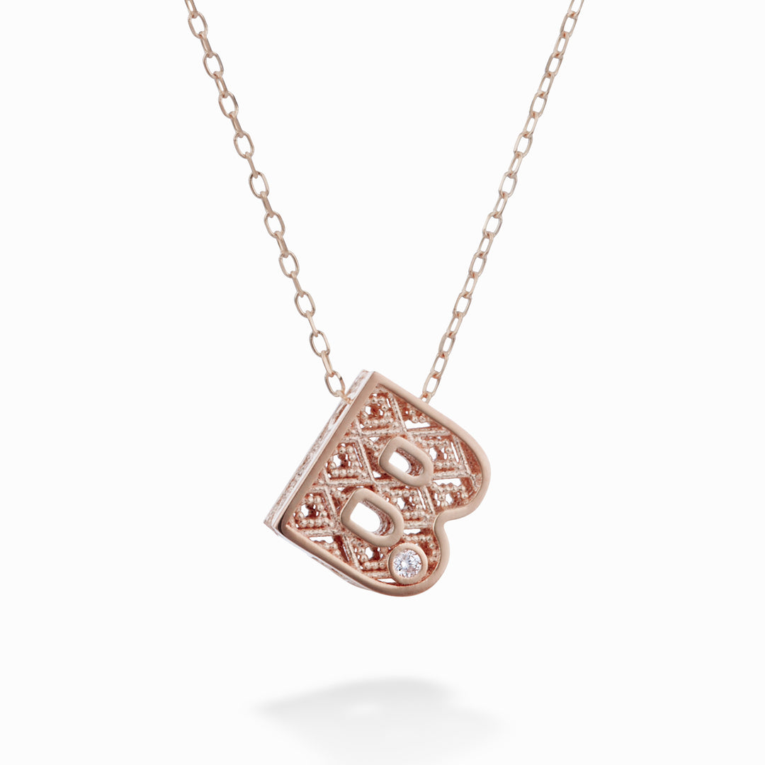Mikiko cl 18k bokstav b roséguld diam. ct.0,01 MDLETBO3