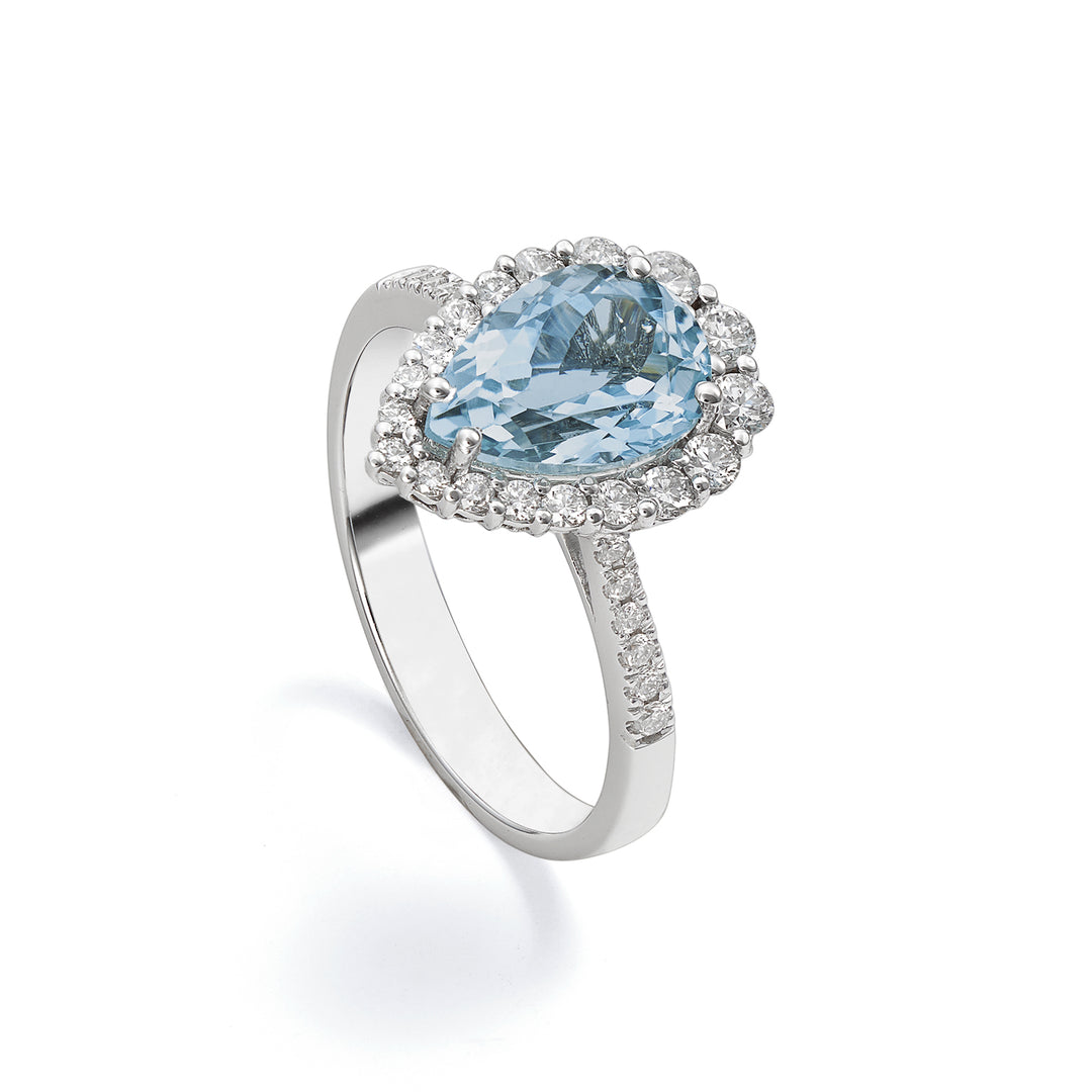 World Diamond Group akvamarin drop ring 10x7 forts. og frempind inkl. ACLC117DIAQ2-22040110129
