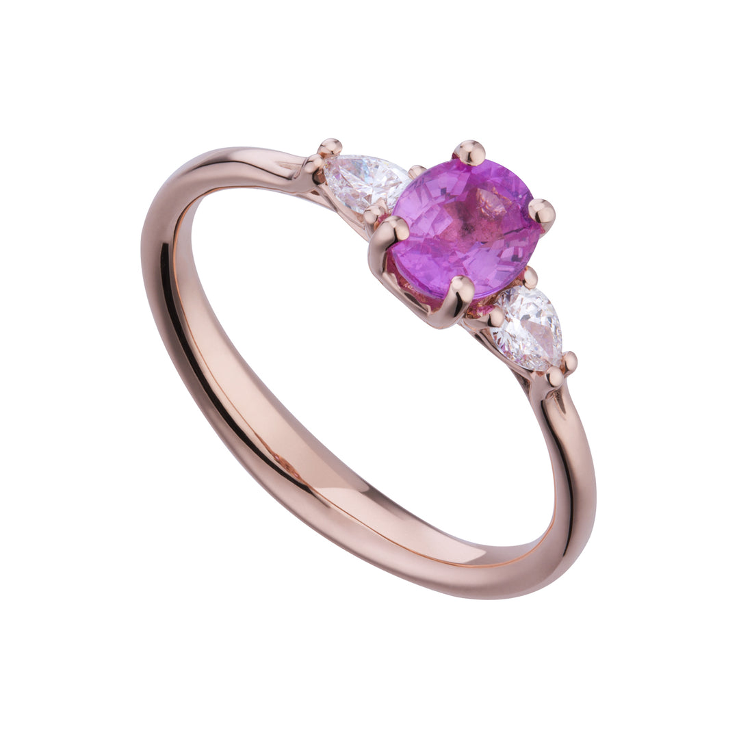 Golay oval pink safirring 8x6 og lat drop diamanter ACL202DIZP68-23072110050