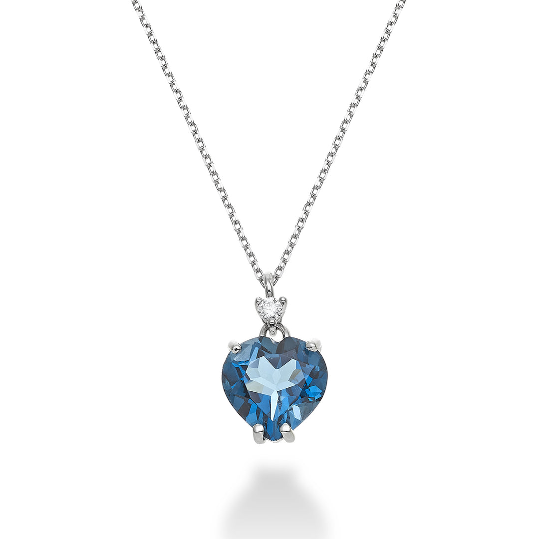 Nihama cl 18k London blå topas hjerte 8x8 ct.2.00 diam. ct.0,025 NPCL198DITPBL88O4