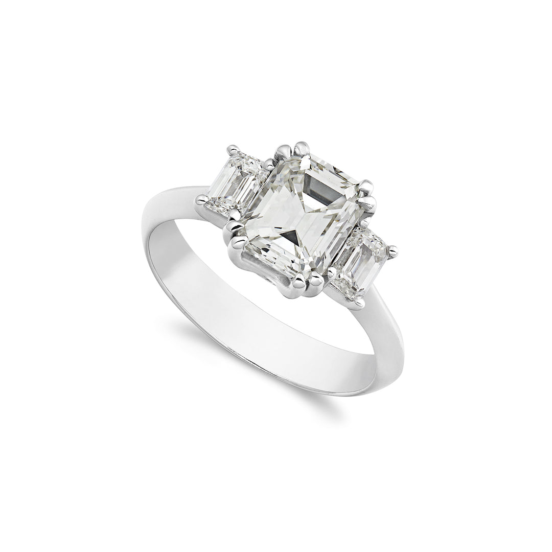 World Diamond Group central emerald cut trilogy ring 2 ct ATREM005DI-22241110045