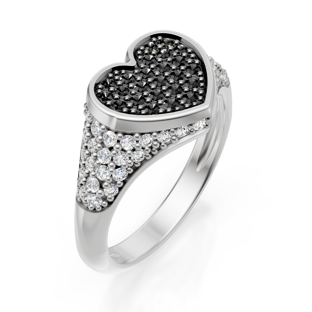 World Diamond Group pinky heart ring størrelse 10 pave d.bk+d.bianchi ob ACH004DIBKPB-24052110213