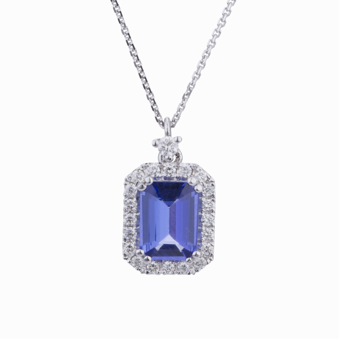 Golay oktagonalt tanzanithalsband 8x6 diamantkontur PCL072DITZ4-24072110241