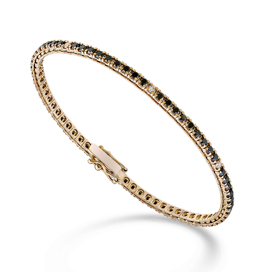 Mikiko br Tennis 18 Karat schwarze Diamanten 2,45 ct Diamanten 0,22 ct cm.17,5 Roségold MBTQ250BKDIO3