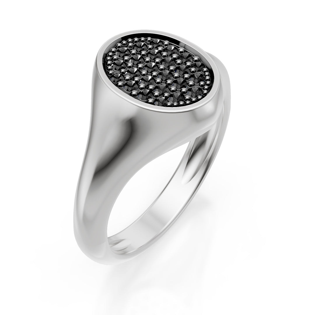 World Diamond Group oval pinky ring str. 10 med d.sort hvidguld ACH002BKB