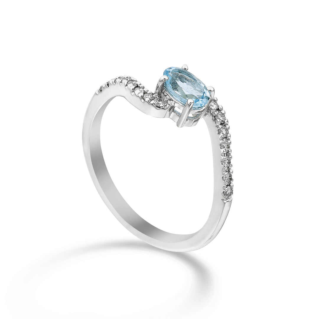 World Diamond Group 5x4 ovaler Aquamarinring mit Inka-„s“-Schaft ACLG434DIAQ54-24101110209