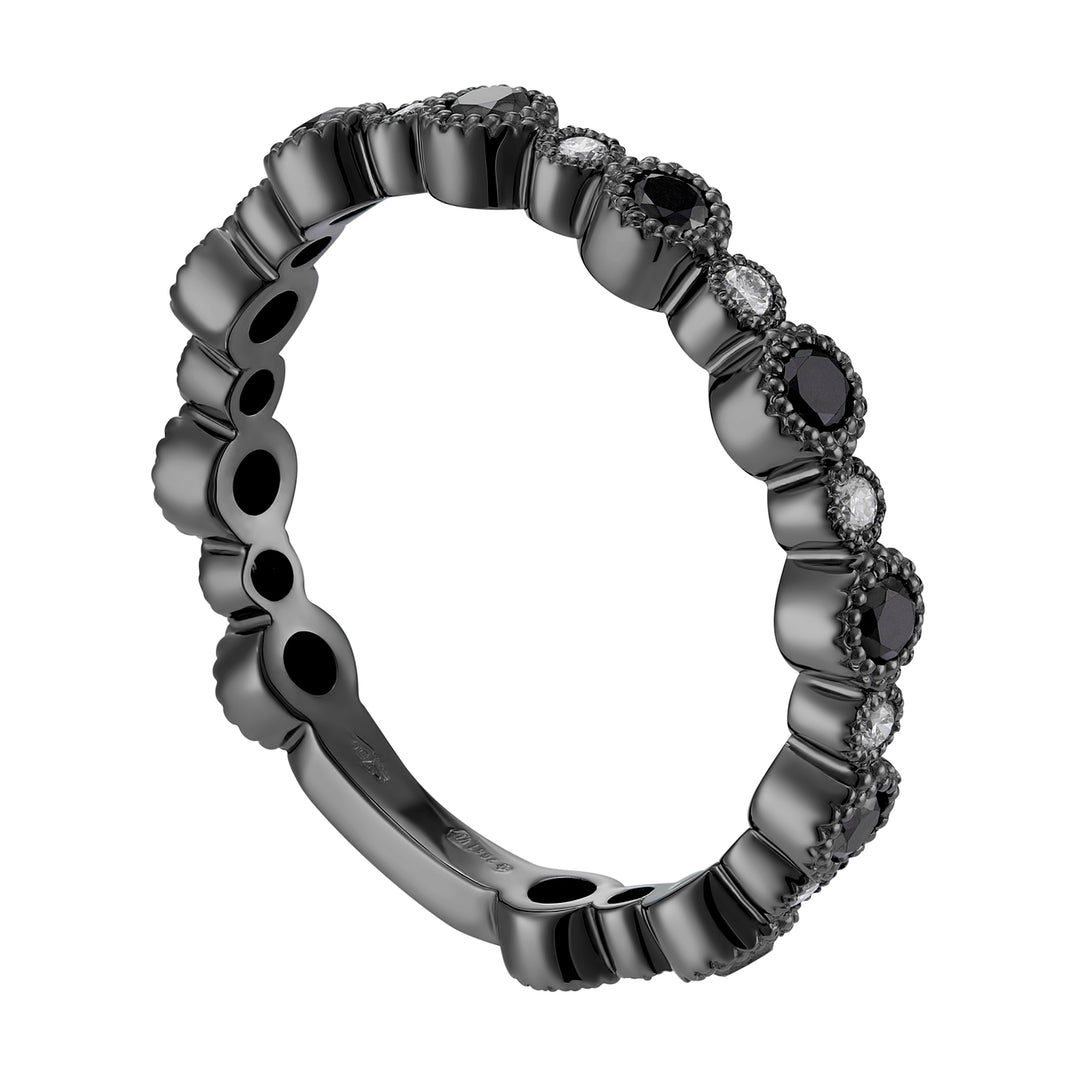 World Diamond Group rund ring hvide og sorte diamanter AET026BBKDI2-18274110114