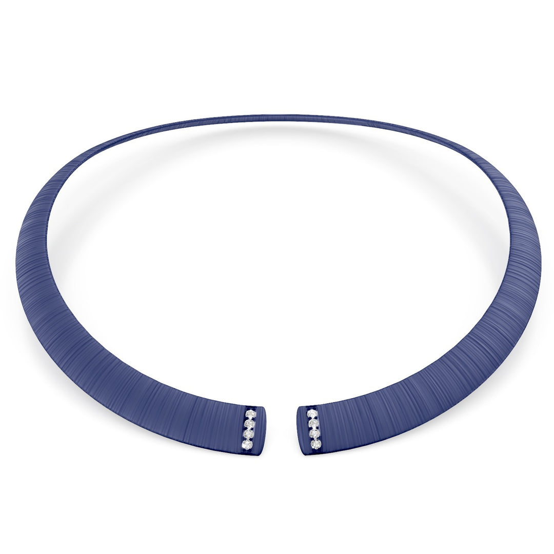 Golay choker i lilla tekstureret titanium og diamanter på åbningen, medium GD012DIVITX_M