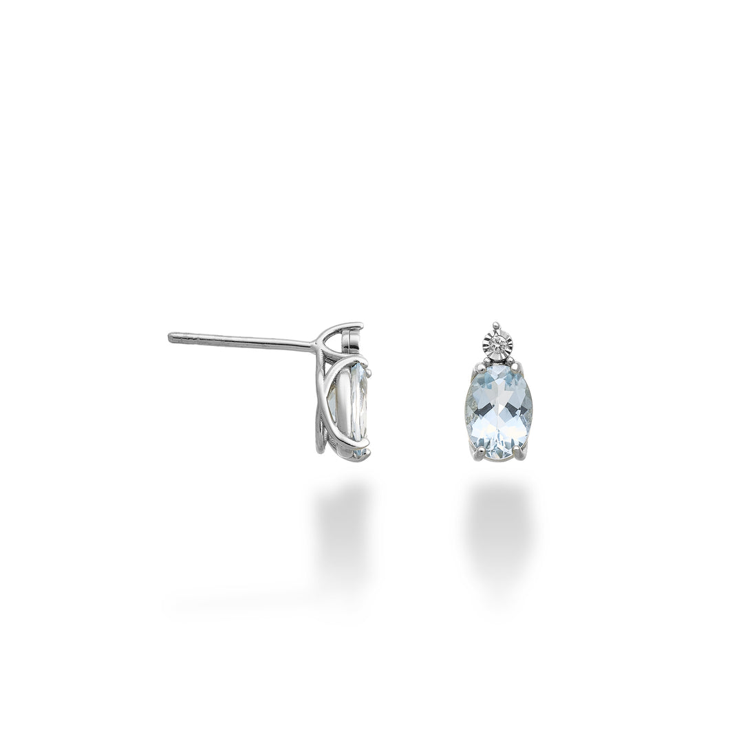 Mikiko oder 18 Karat ovaler Aquamarin 7x5 mit Diamant MO5176O4AM