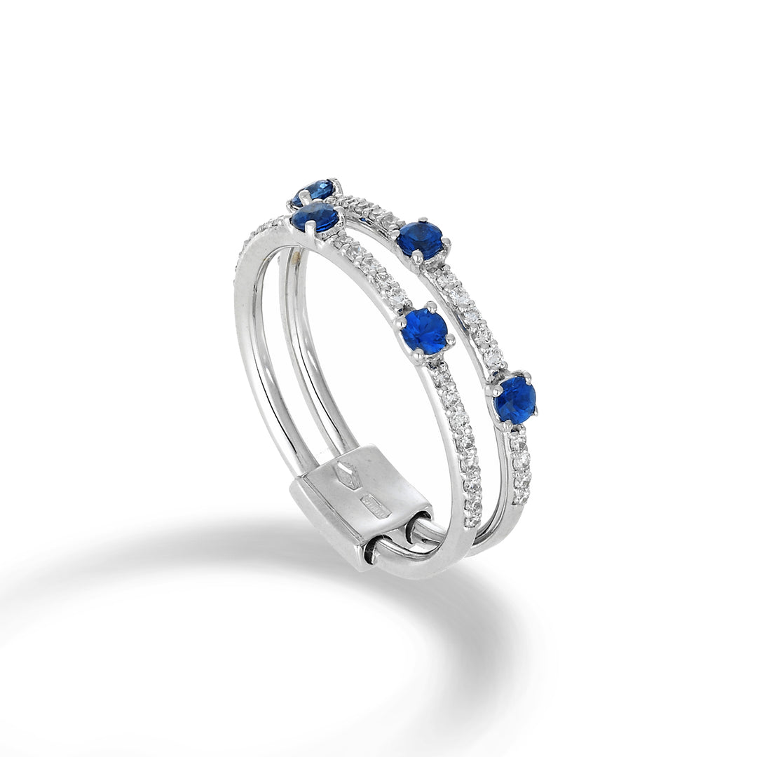 Golay multi-row ring two rows diamonds and sapphires ATM003DIZB-22081110031