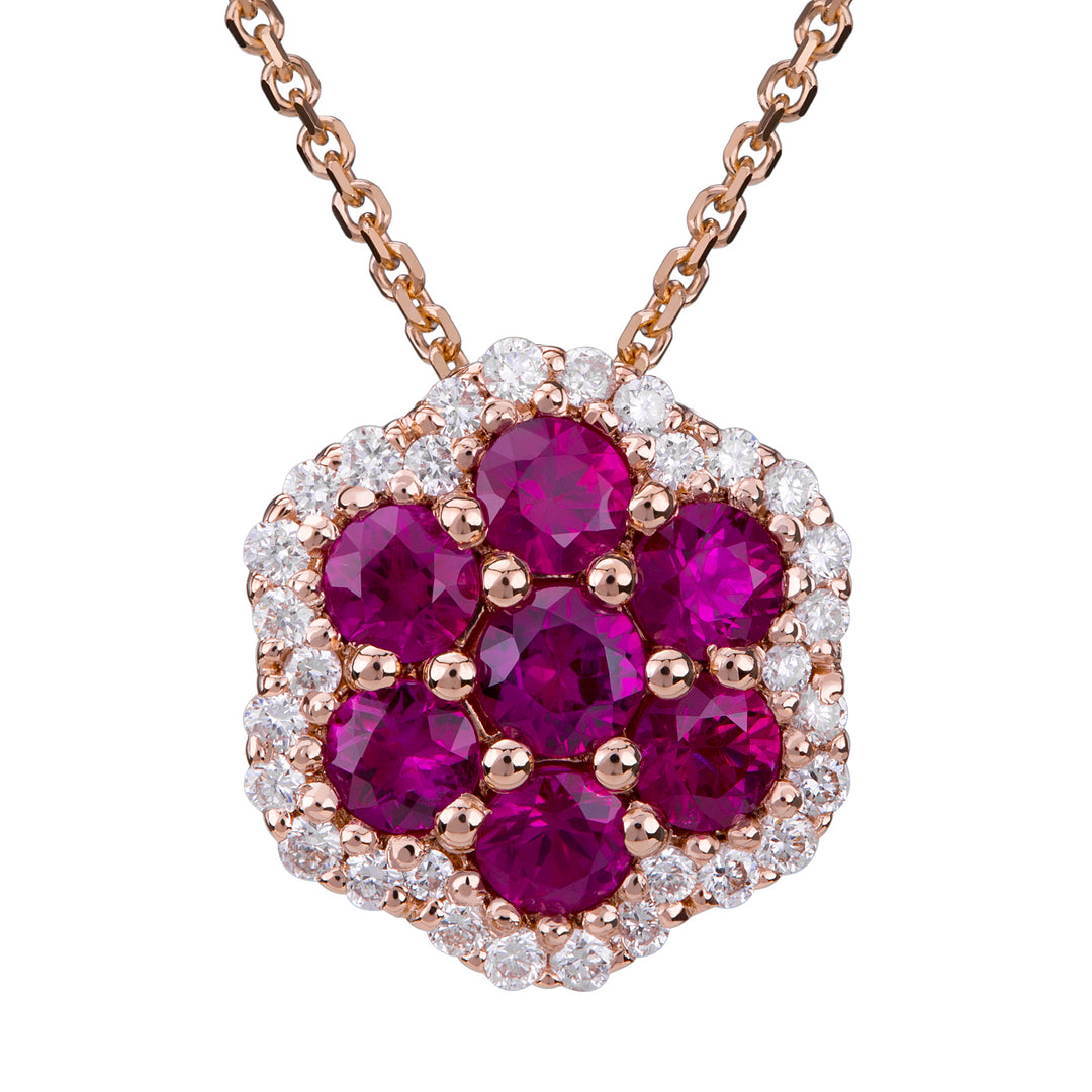Golay-Rubinblumen-Halskette mit weißem Diamantumriss PPV007DIRU-22258110101