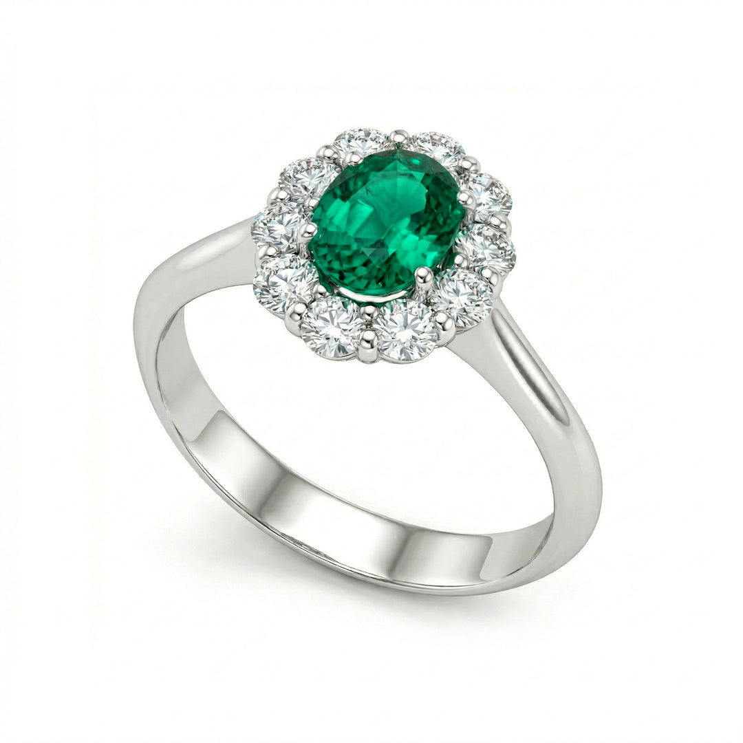Golay oval smaragdring 7x5 och diamanter ACL045DISM-24241110042