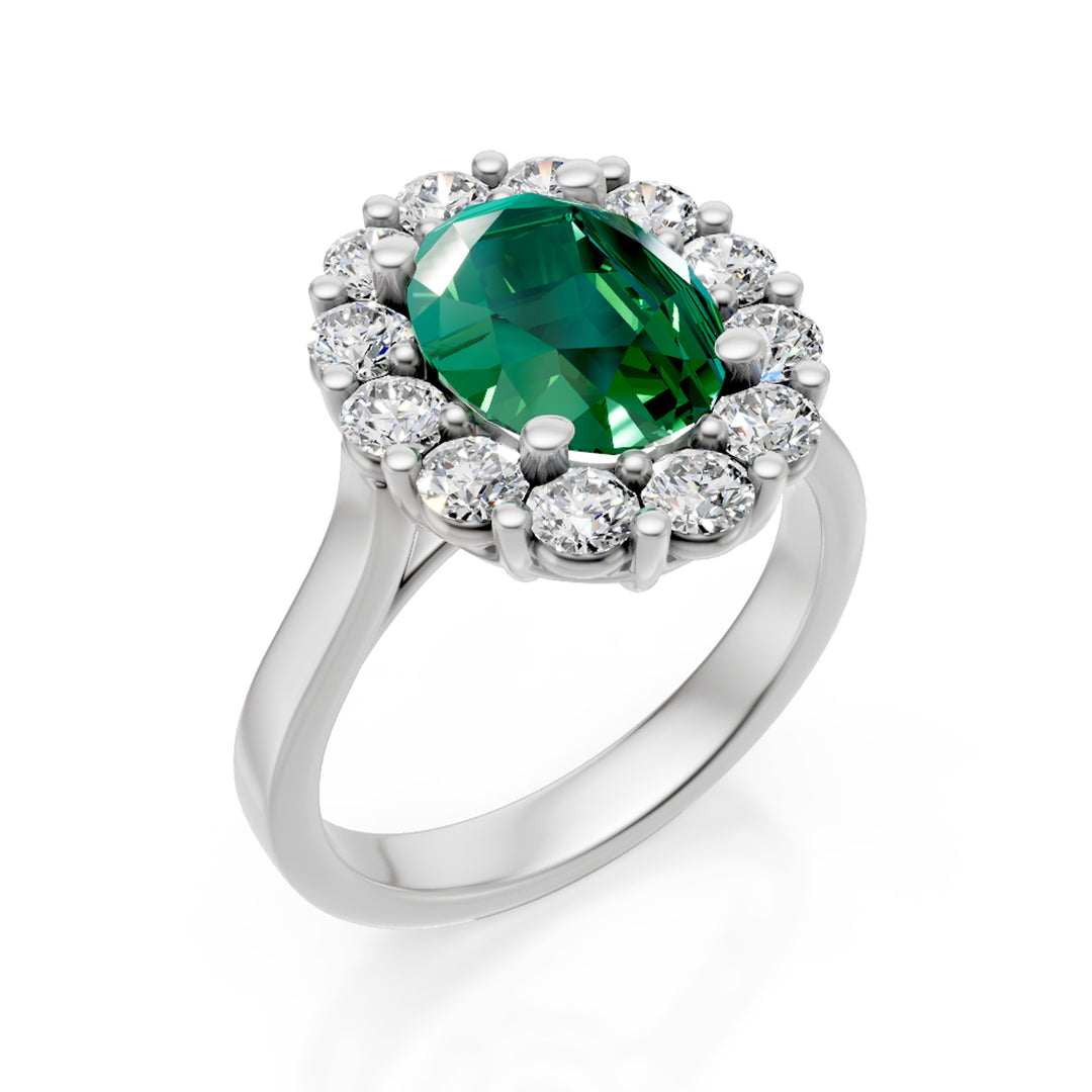 Golay emerald ring ov 9x7 and margh contour. 12 stones ACLC451DSM97-24309110060