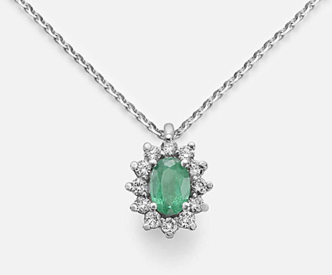 Nihama cl 18k oval smaragd 6x4 ct.0,30 diam. 0,23 ct ND5047O4BE