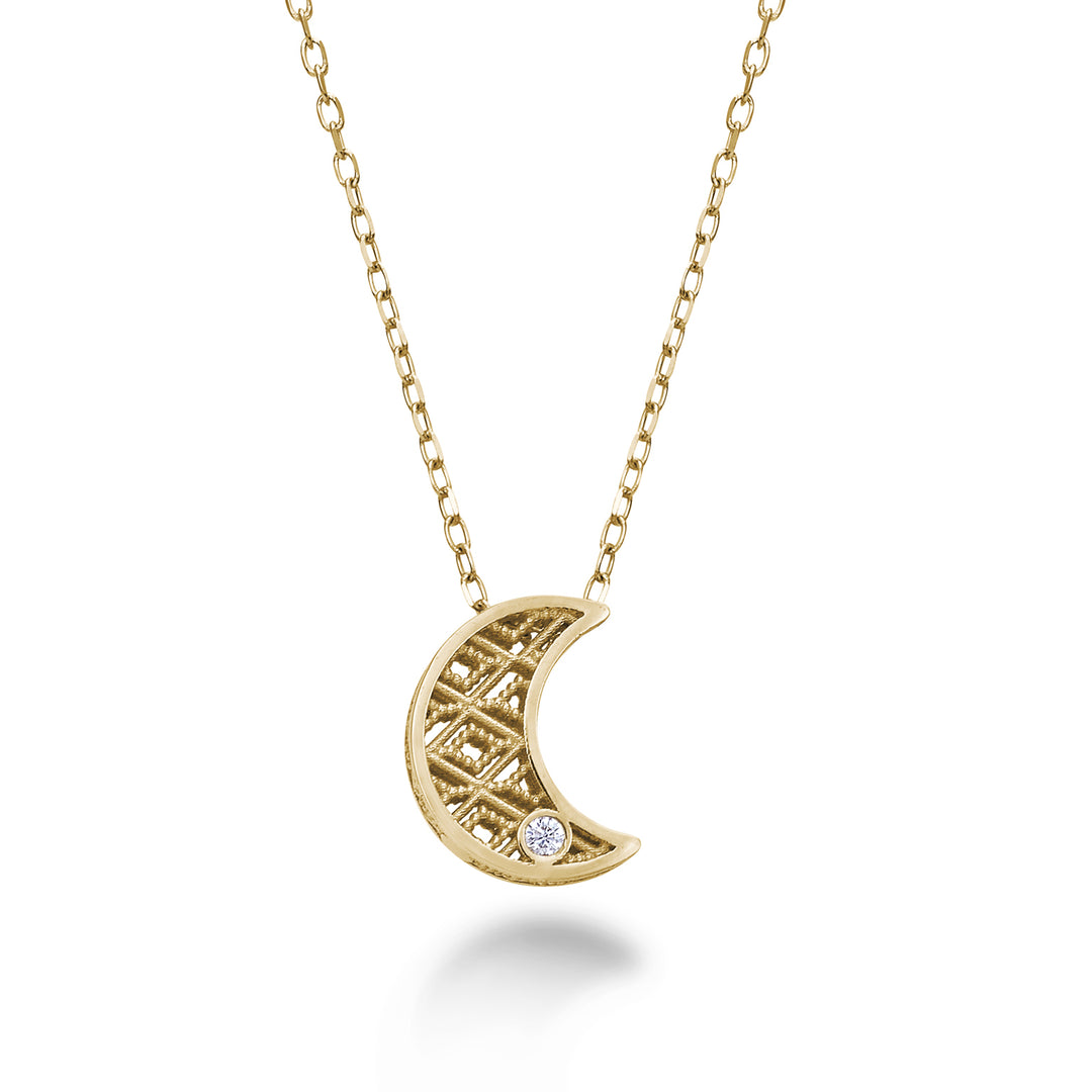 Mikiko cl 18 karat gult guld måne diam. ct.0.01 MDLunaO1