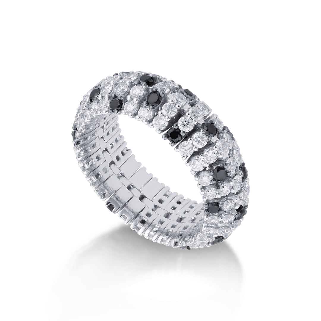 Golay båndring 5 rækker bane hvide og sorte diamanter APV030DIBK-21351000008