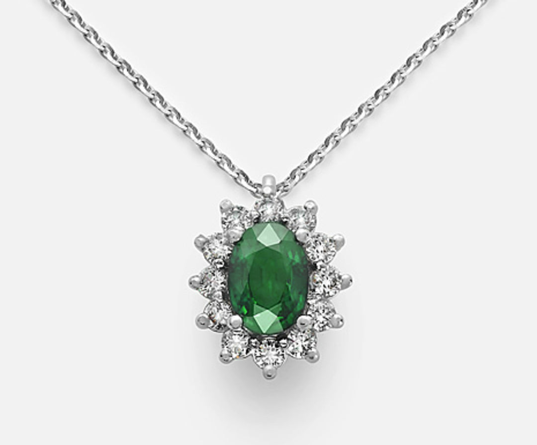 Nihama cl 18k oval smaragd 7x5 ct.0,60 diam. 0,30 ct ND5048O4BE