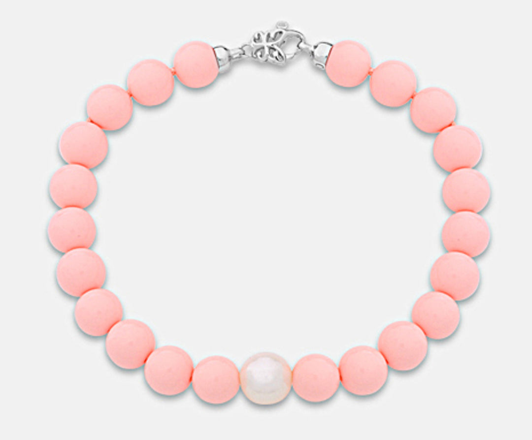 Nihama br ag925 fw 9/10 rosa korallagglomerat 8mm NB7364A4CORAL