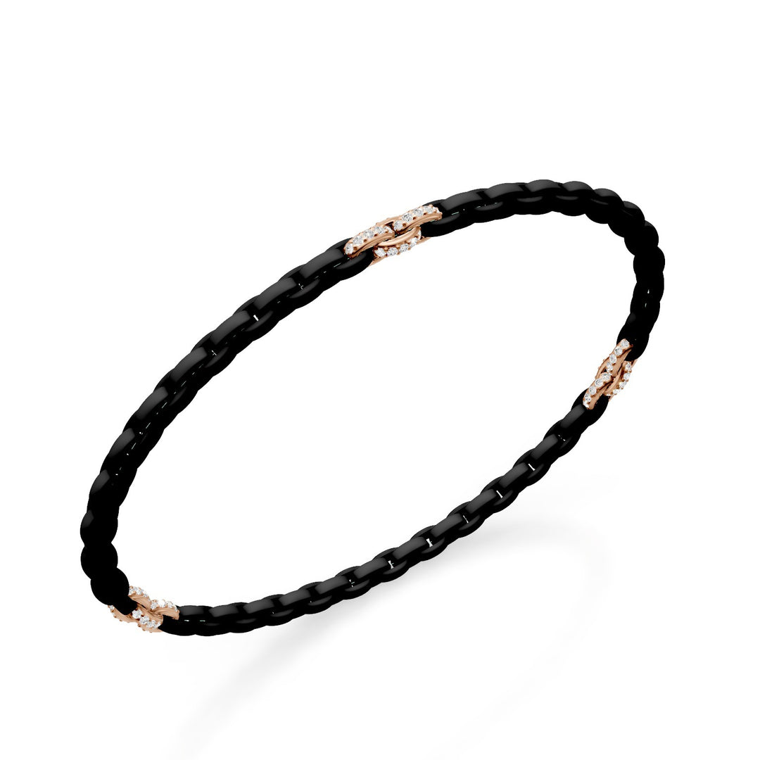 Golay svart titanarmband, med 9 18 karat roséguld pavet-inlägg, oval länk, 18 cm GBR034E9O3DINE-180