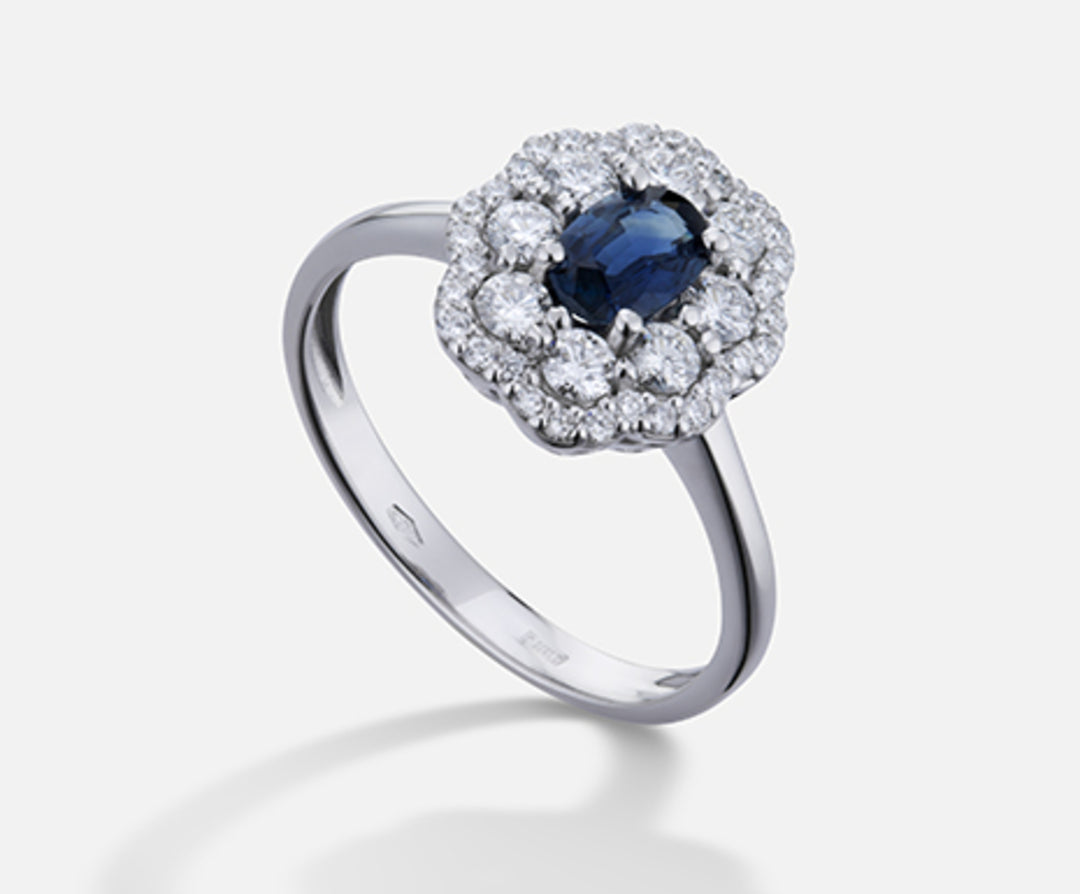 Mikiko an 18k sapphire n. oval 6x4 ct.0.57 dia ct.0.63 MA5114O4ZFN057
