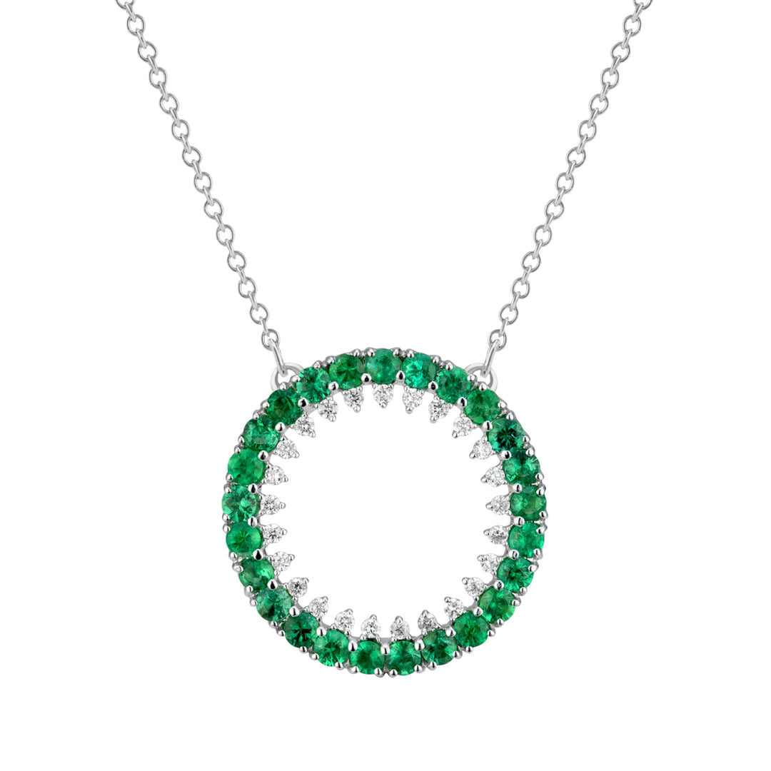 Golay-Halskette mit Smaragdkreis und Diamantkontur PDG014SMDI-17335110099