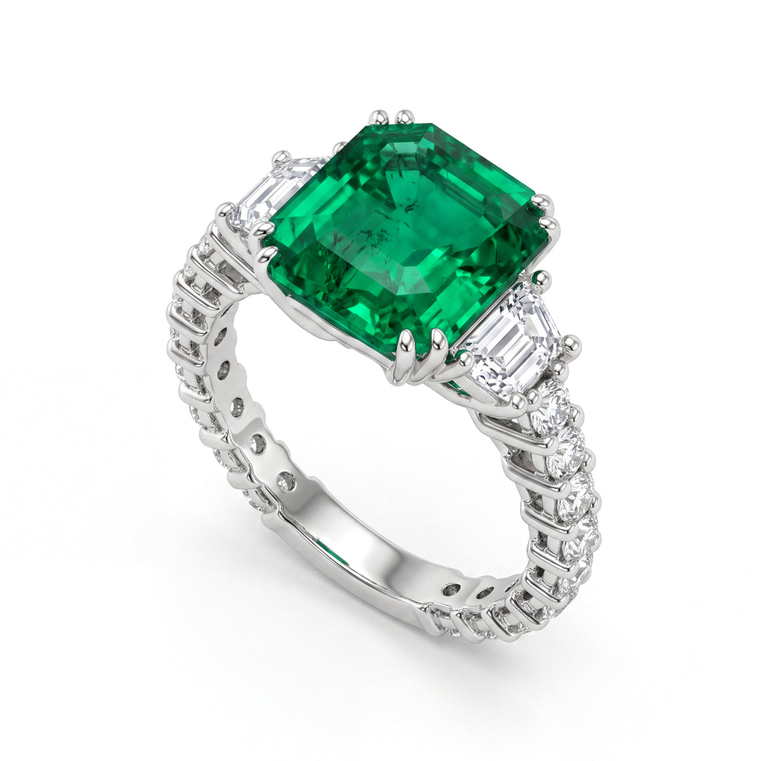 World Diamond Group emerald ring 3.94 ct + side trapezoides APU272DISM-22343110023