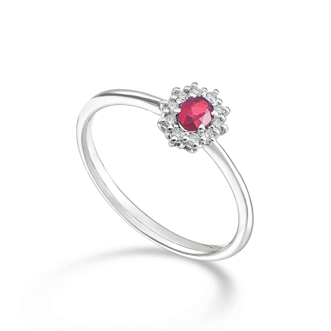 Mikiko an 18k oval ruby ​​4x3 ct.0,20 diam. ct.0.08 MA5166O4RBC