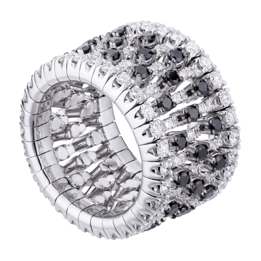 Golay wide elastic ring with white and black diamonds ATE009DIBK-26135110152