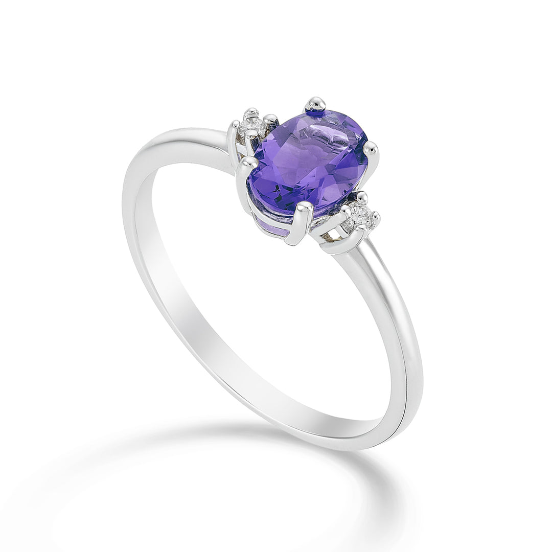 Nihama an 18k oval amethyst 7x5 ct.0,60 diam. ct.0.03 NA5073O4AMET