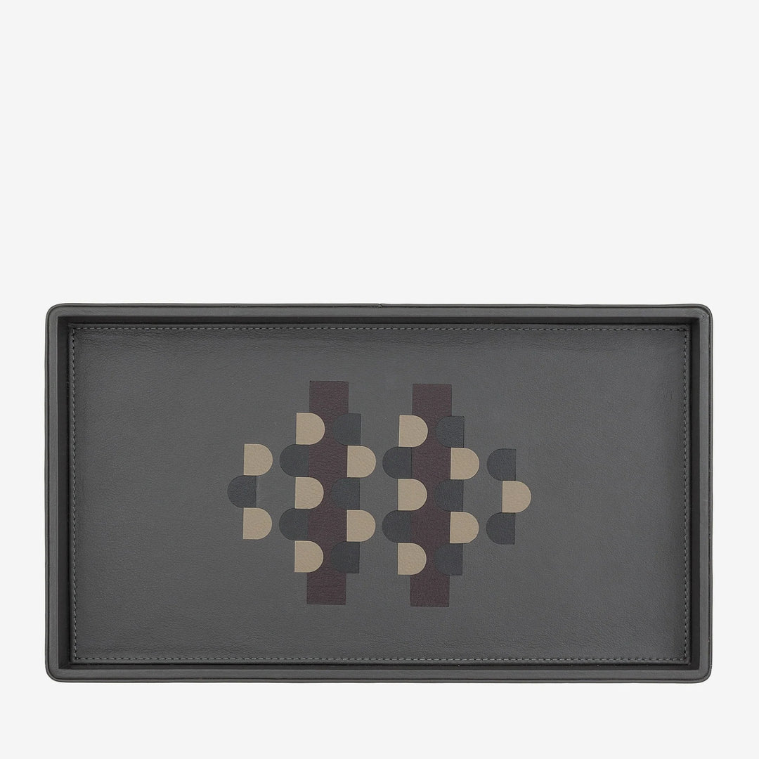 DUDU Förvaringsbricka i trä täckt av äkta läder, heminredningsbricka, 27 x 15 cm, hemdesigntillbehör