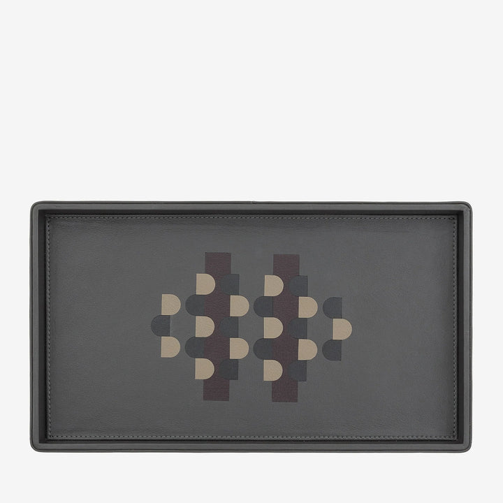 DUDU Förvaringsbricka i trä täckt av äkta läder, heminredningsbricka, 27 x 15 cm, hemdesigntillbehör
