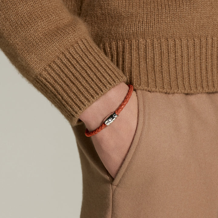 Montblanc 3-ring stål och Meisterstück Cayenne läderarmband storlek M 13429163