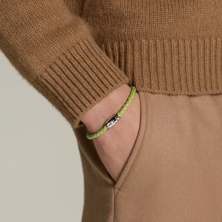 Montblanc 3-ring stål och Meisterstück Lime läderarmband storlek M 13429263