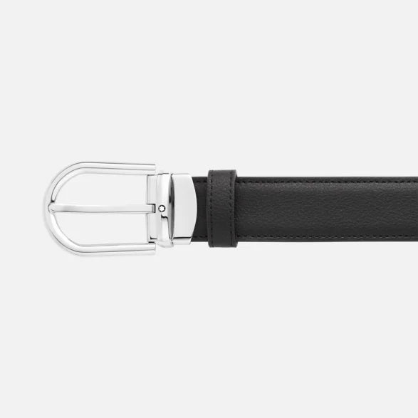 Montblanc belt 30mm with horseshoe pin buckle glossy palladium finish 128757