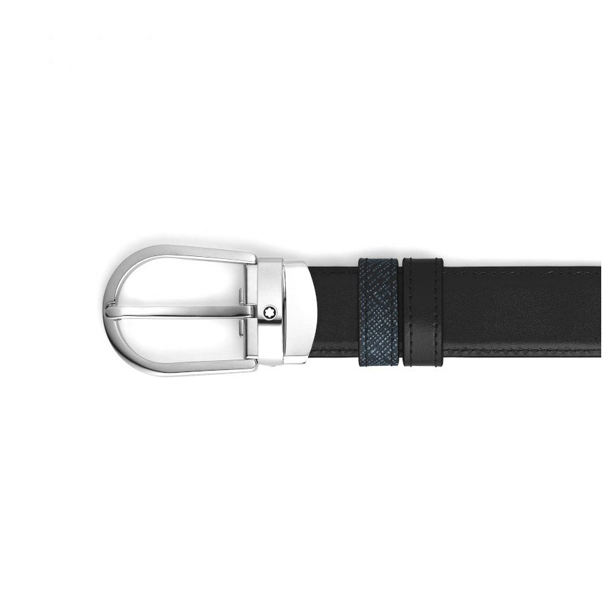 Montblanc vendbart bælte Tweed blå / sort 220965