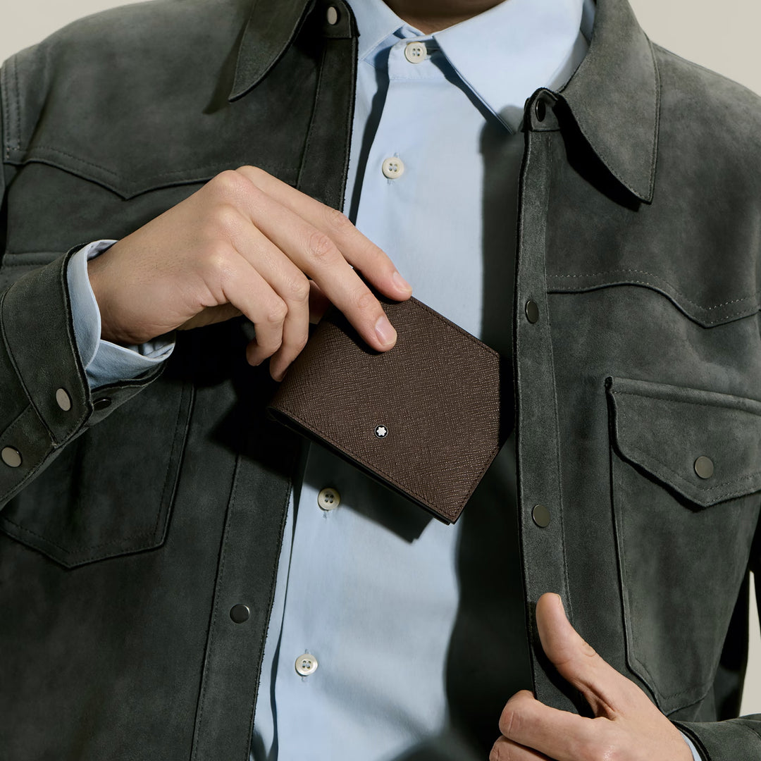 Montblanc 6cc-Geldbörse aus ebenholzfarbenem Sartorial-Leder 222995