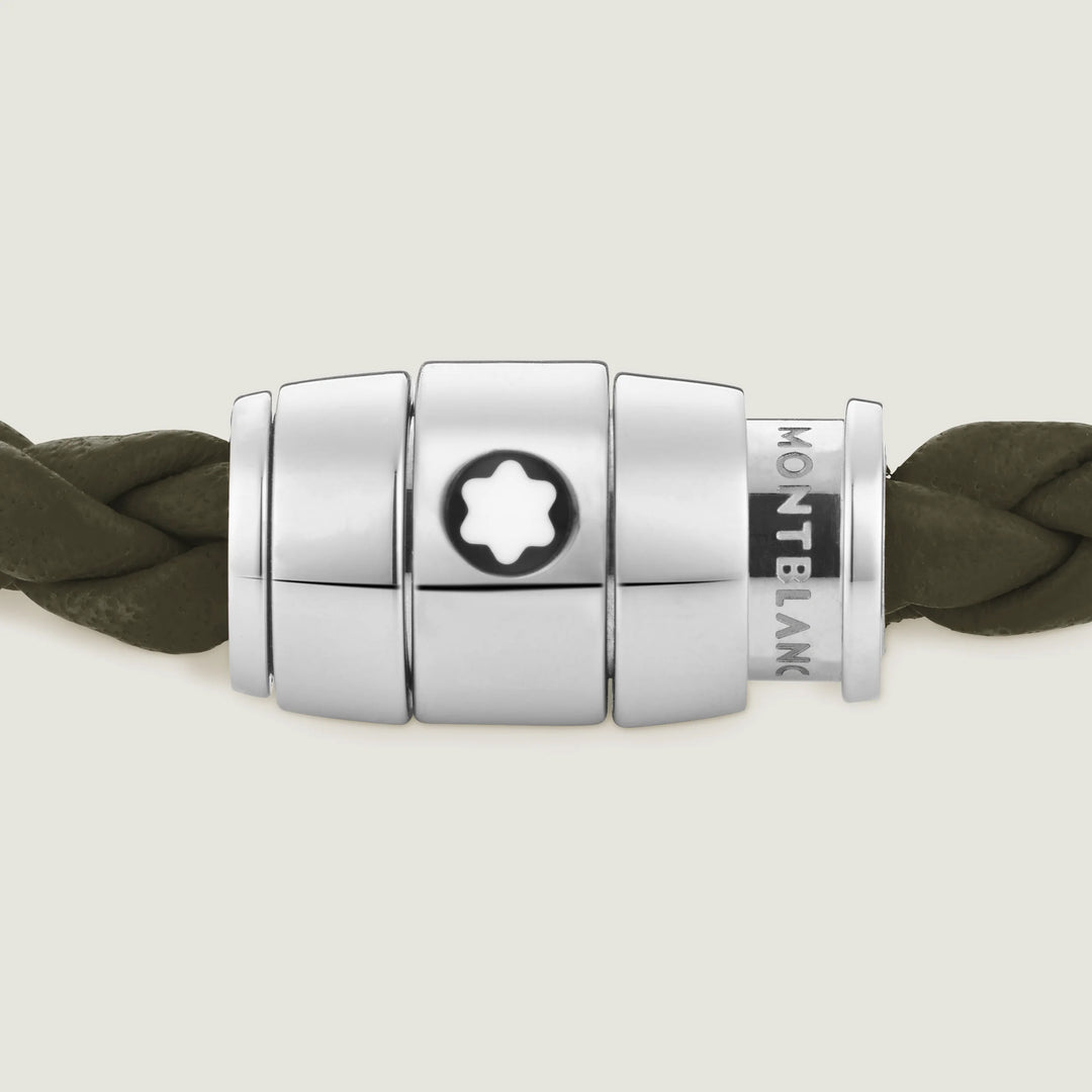 Montblanc 3-rings stålarmband och Meisterstück Kaki läder storlek M 13600463