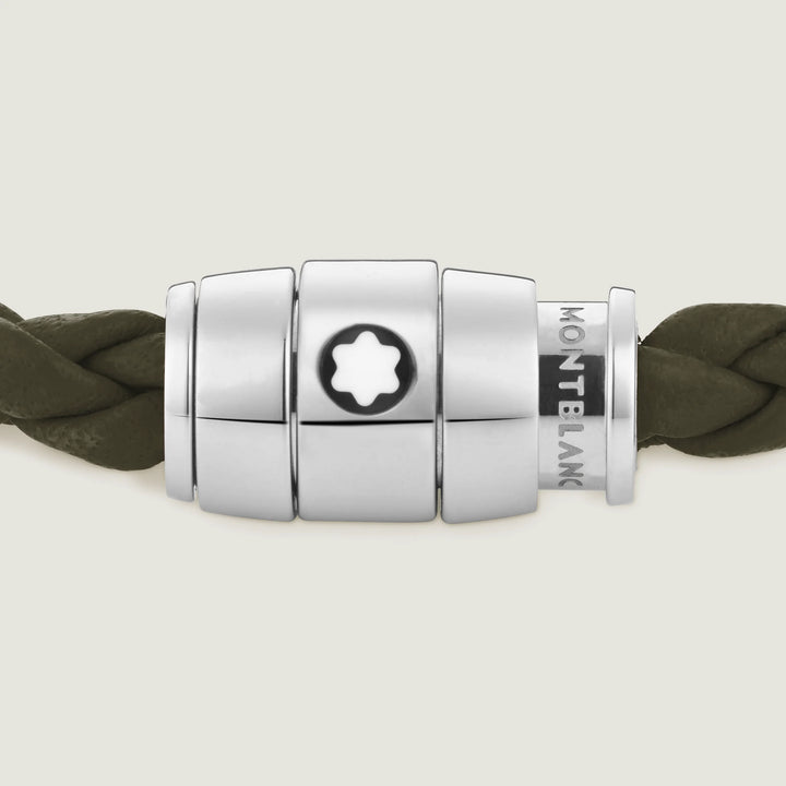 Montblanc 3-rings stålarmband och Meisterstück Kaki läder storlek M 13600463