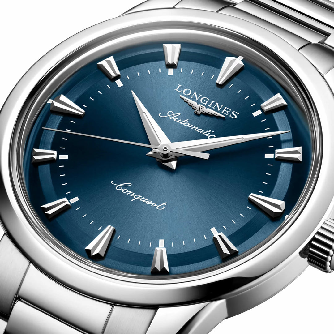 Longines Conquest Heritage 38 mm blå automatisk stålur L1.649.4.92.6